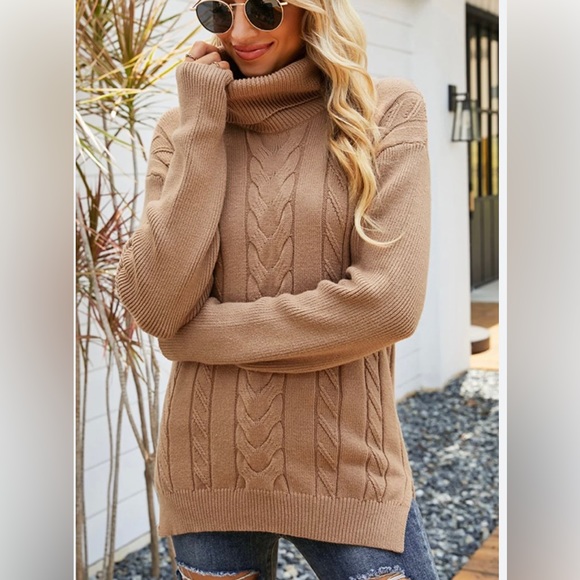 Michael Kors Sweaters - Michael Kors Cable Knit Cowl Neck Sweater in Camel size S.